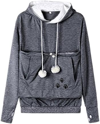 Womens Hoodies Pet Holder Cat Dog Kangaroo Pouch Carriers Pullover