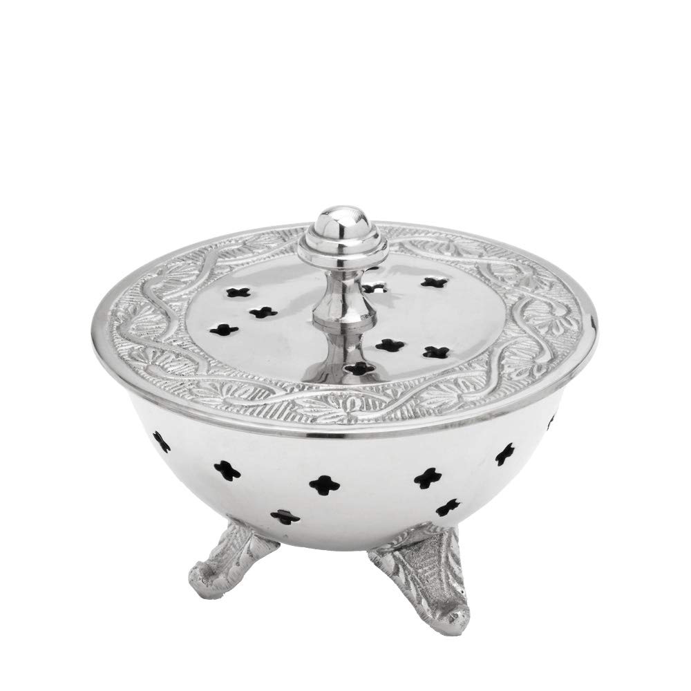 NKlaus Incense Bowl 8,5cm high Tripod Bowl Ø 10,5cm Silver Incense Accessories Incense Incense Blend Decoration antique 2858