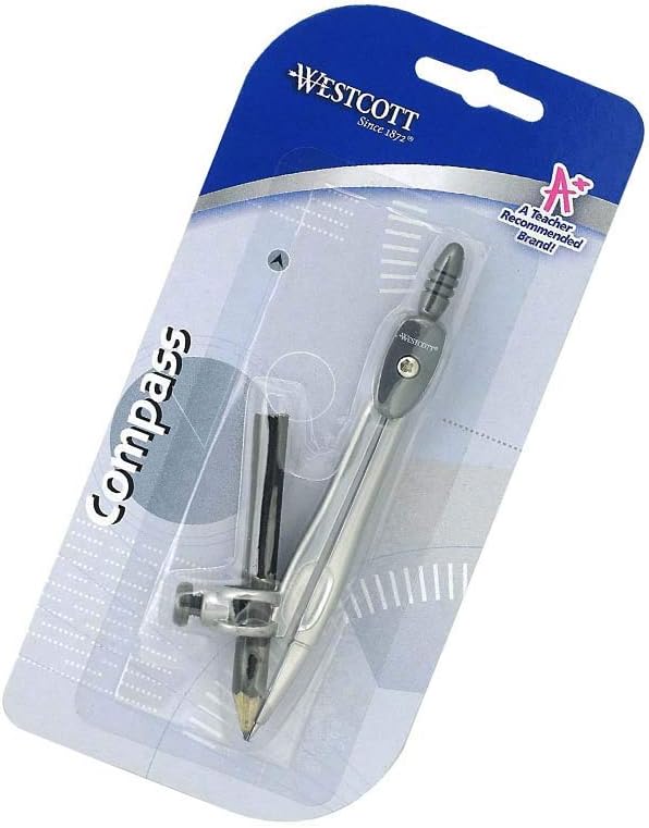 Westcott Metal Compass with Wooden Pencil : Geometry Compasses : Office Products