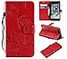 iPhone 8 Plus Wallet Case,iPhone 8 Plus Case with Card Holder,iPhone 7 Plus Leather Flip PU Phone Case Cover with Stand & Credit Card Holder Slots for Apple iPhone 7 Plus/8 Plus,Butterfly Red