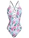 Ekouaer Womens One Piece Swimsuit Sexy Hollow Out V Neck Cross Back Monokini