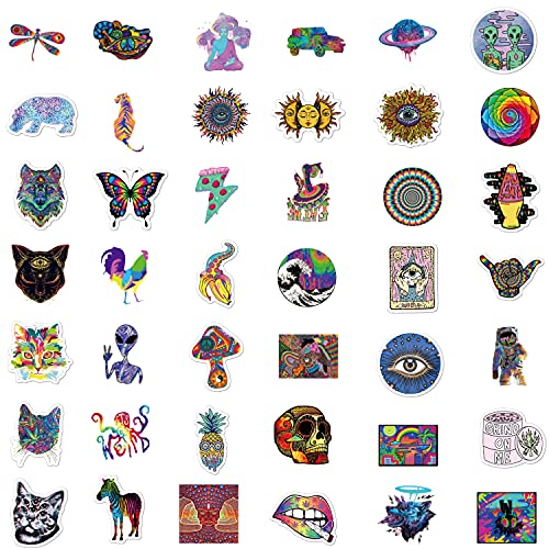ViKiVi Stoner Psychedelic Stickers for Adults, 100 Pcs Waterproof Water Bottle Stickers for Hydroflask, Cool Vinyl Decal Stickers Pack for Computer Laptop Skateboard Phone case