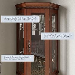 BELLEZE Lighted Wooden Corner Display Curio