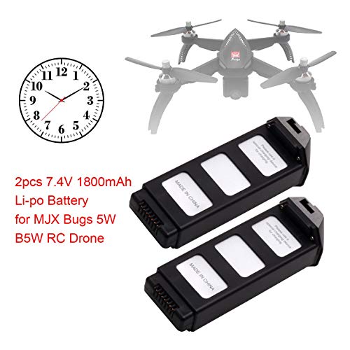 Heraihe 2pcs 7.4V 1800mAh Li-po Battery with 4 in 1 Charger for MJX Bugs 5W B5W RC Drone Quadcopter Aircraft UAV Part Accessories