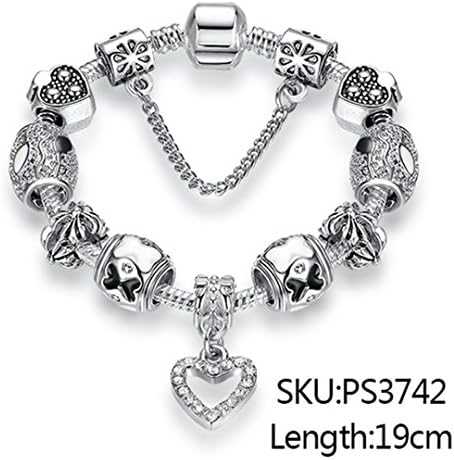 925 Unique Silver Crystal Charm Bracelet For Women Diy Beads Bracelets &amp; Bangles Jewelry Gift 19CM PS3742