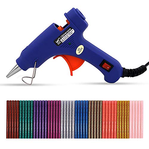 Karveden Professional Mini Hot Melt Glue Gun with 50pcs Glitter Adhesive Glue Sticks Ideal for Homes,Offices,School,Party Designers,DIY Air Craft Projects & Sealing and Quick Repairs(20-watt, Blue)