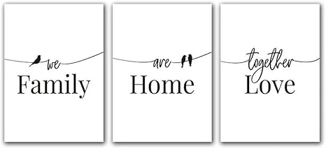 Adodecor Moderne Noir Blanc Famille Maison Amour Citations Toile Peinture Mur Art Affiche Et Imprimer Des Photos Murales Pour Salon Decor 30x40cmx3 Avec Cadre Amazon Fr Cuisine Maison