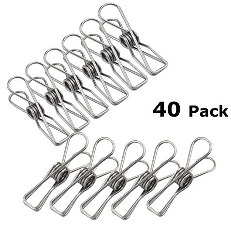 KESOL Clothes Pins, 2.5" Heavy Duty Stainless Steel Wire, Multi-Purpose Utility Clips Clothespin Clothesline Clip for Home/Office - 40 Pack - Thumbnail 7