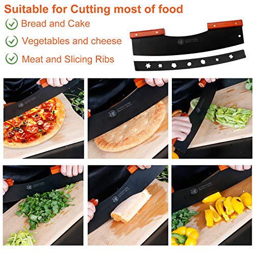 AILUROPODA Pizza Cutter Rocker with Knife Sharpener & Protective Cover 16" Large Pizza Rocker