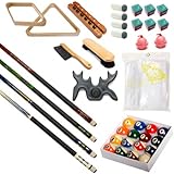 Pool Table - Premium Billiard 32 Pieces Accessory Kit - Pool Cue Sticks Bridge Ball Sets (Kit-12)