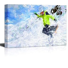 Canvas Wall Art Snowboarding Pictures Home Wall Decorations for Bedroom Living Room Paintings Canvas Prints Framed - 12x18 inches
