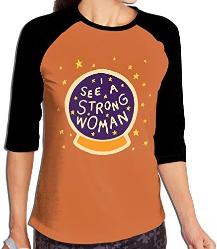 Aosi Baseball Tee I See A Strong Woman Women's Cotton Crew Neck 3/4-Sleeve Raglan Tee Shirt Baseball Tees Tshirts