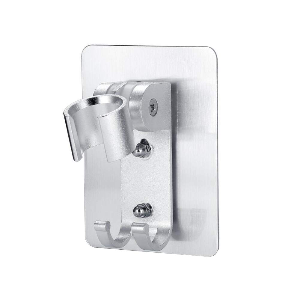 1PCS Strong Adhesive Shower Head Holder Adjustable Shower Wand Holder Handheld Shower Head Hanger Wall Mounted Bracket with 2 Hanger Hooks Shower Head Bidet Sprayer Bracket for Bathroom Bathtub