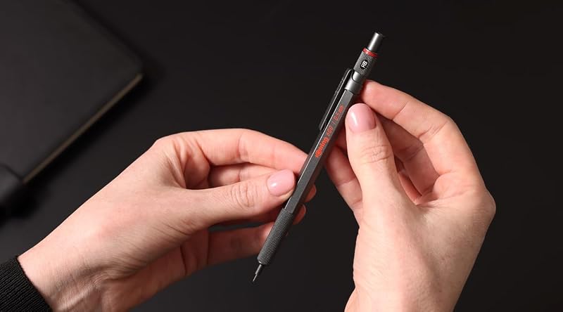 600 Druckbleistift | HB-Mine0,5 mm | Drehminenstift mit Vollmetallschaft | Steingrau | Rutschfestegerändelte Griffzone und Sechskantschaft
