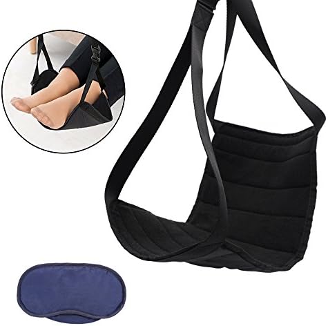 Portable Footrest for Airplane Home Office Travel Accessories, Flight Feet Rest Foot Hammock with An Eye patches Sleep Mask