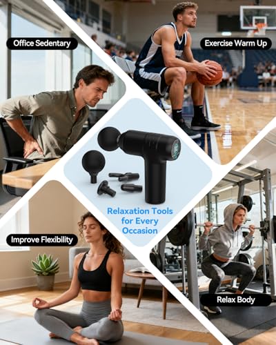 Mini Massage Gun, 30 Speed Handheld Muscle Massage Gun, Portable Massage Gun, Easy to Carry, Equipped with 4 Massage Heads, Unique Gift for Mother's Day, Ideal Gifts for Men Women (Black)