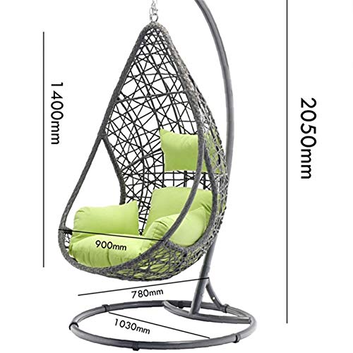 ZHJIUXING SF deckenhaken hängesessel, Schaukelstühle Rattan Hängekorb Outdoor Freizeit Balkon Innenhof Eisen Single… – Bild 5