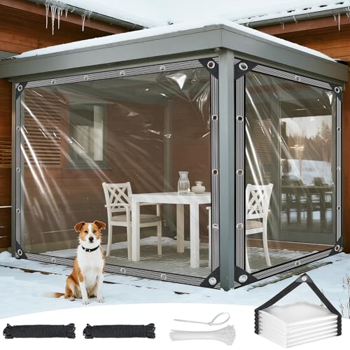 51kFMNA0gAL Transparente Plane Mit Ösen 2X3M Pvc Plane Transparent Durchsichtige Abdeckplane Wasserdichte Wetterfeste Strapazierfähig Reißfest Faltbar Tarp Für Terrasse Balkon Gartenmöbel Pavillon Hühnerstall