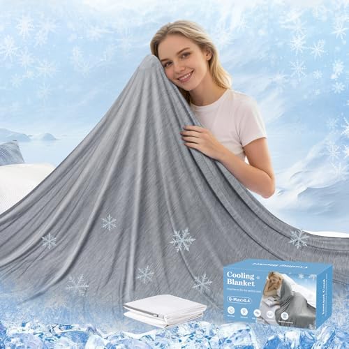 Esvyit Cooling Blanket, Summer Cooling Blanket, Q-Max > 0.4, Lightweight and Breathable Cooling Blanket for Children and Adults, Ideal for Bed and Sofa (200 x 220 cm)
