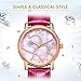 BINGER Women's Mother Pearl Dress Watch Rose Gold Tone With Sapphire Crystal Red Calfskin Leather Strap