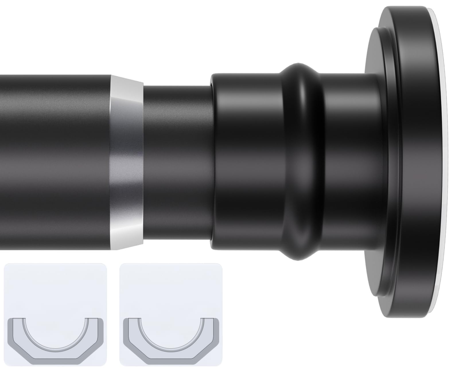 Photo 1 of XIQIYY Small Tension Rod 18-32 Inches Black Shower Curtain Rod Heavy Duty Spring Short Tension Curtain Rod No Drilling Adjustable Shower Rod for Closet