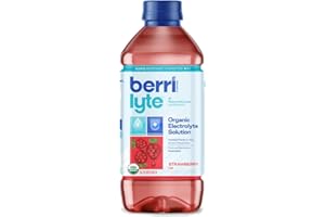 BERRILYTE Berri Lyte Plant Based Organic Electrolyte Solution – Pediatric Rehydration Drink – Low Sugar Strawberry Flavor, 1 L, 4 ct