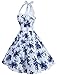 Dressystar Vintage Polka Dot Retro Cocktail Prom Dresses 50's 60's Rockabilly Bandage Blue White M
