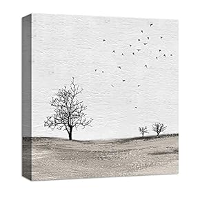 Canvas Wall Art Abstract Blackground Tree Pop-up Painting Artwork for Home Prints Framed - 12x12 inches