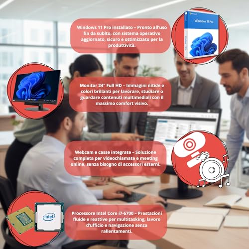 Lenovo All-in-One ThinkCentre TIO24 24″ Full HD | Intel Core i7 up to 3.60 GHz | 16 GB | 512 GB SSD | Webcam Win 11 Pro 36 Months Warranty (Refurbished)