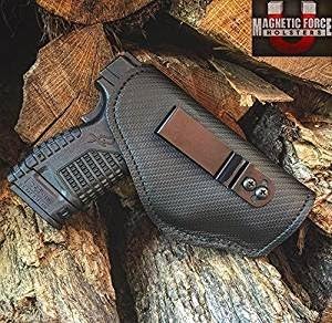 Magnetic Force Holster--IWB--Leather Edition (Carbon Fiber Vinyl Exterior/Black Leather Interior, Large)