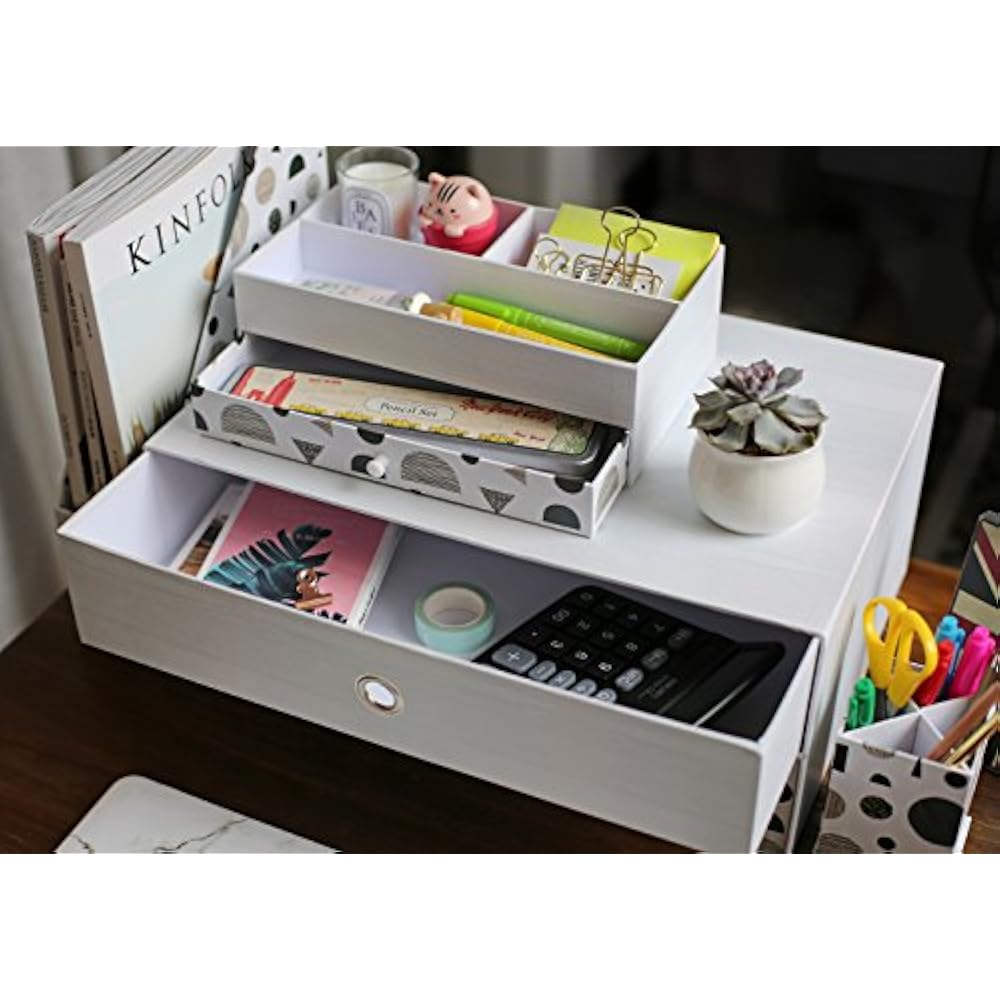 Home Office Desk Organizer (Set 4, Geometrical) Desktop Sliding Drawers