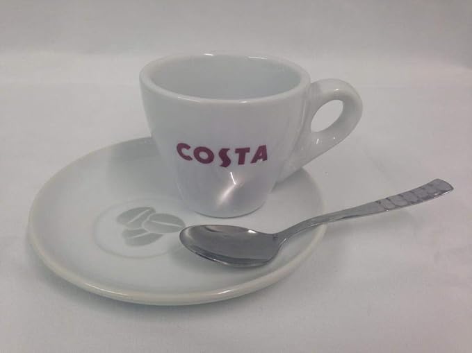 Costa Coffee Espresso Cup with Saucer and Spoon Double 170ml Amazon.co
