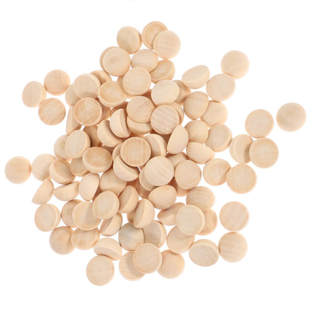STOBOK Half Wooden Beads Split Wood Balls Unfinished Beads Small Wood Hemisphere DIY Craft Home Decoration Sphere Ornaments 100pcs 1cm