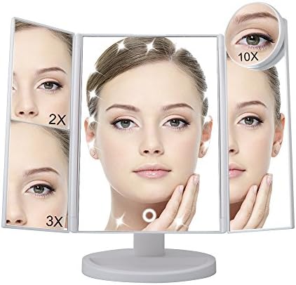 McDou Magnifying Makeup Mirror with 21 LED Lights Smart Touch Screen Trifold Vanity Mirror for Beauty Comsmetic