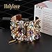 Holylove Statement Bracelets for Women Girl Gold Alloy Multicolor Crystal Glass Big Cuff Bracelet1 pc Gift Box- HLB001 Gold Colorful