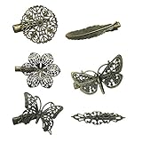 6PCS Assorted Vintage Hair Clips Pins Butterfly Dragonfly Flower Feather