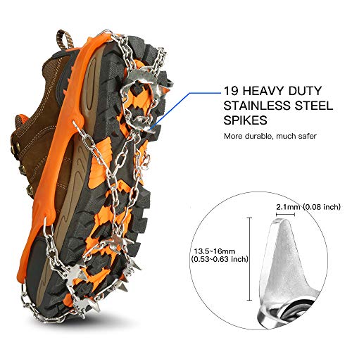 IPSXP Traction Cleats, Ice Snow Grips Crampons for Footwear with 19 Stainless Steel Spikes for Walking, Jogging, Climbing, Hiking on Snow and Ice - L - Thumbnail 2