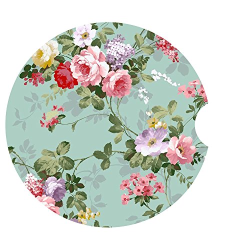 Car Coaster Pack of 2,Flowers Stone Car Coaster Absorbent Car Cup Holder for Drinks (Beautiful Floral 3) - Thumbnail 5