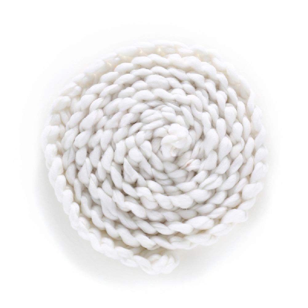 Newborn Baby photography props Braided Rope Basket Filler Photography Background Rug Blanket (White)