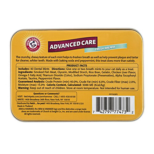 Arm & Hammer Advanced Care Dental Mints For Cats Fresh Cat Breath Without Brushing Chicken