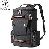 Yousu Canvas Backpack Fashion Travel Backpack School Rucksack Hiking Daypack (Black)