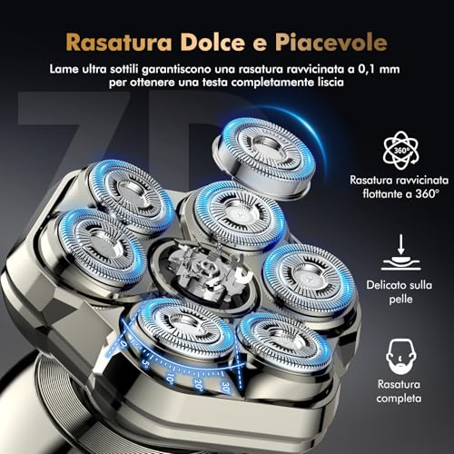 iWarmbase Bald Head Shaver, 7D Magnetic Removable Shaver Bald Head Absolute Zero - 6 in 1 Men's Hair 0.01 mm, Waterproof IP67 with LED Display, Razor and Zero Hair Cutter