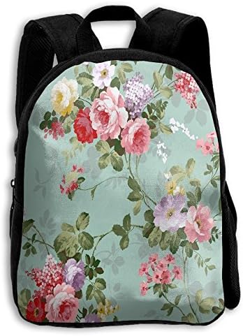 Vintage Rose Print Kid Boys Girls Toddler Pre School Backpack Bags Lightweight
