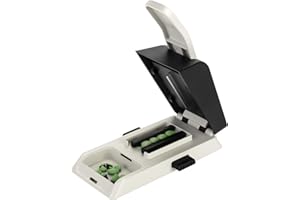 CARE2FIT 2025Auto Centering Pill Cutter Device, Pill Splitter Made of Aviation Aluminum Alloy with 402 Stainless Blade, Anti Cut Design,Ergonomic Operation Control,Designed in The USA (White)