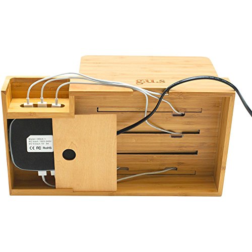 G.U.S. Charging Desk Organizer with Wireless Smart Charging Pad + 6-USB Ports. Multi-Device Charger for iPhones, iPads, E-Readers, Samsung, Android, Nexus and More. Strong Build, Eco-Friendly Bamboo