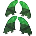 UPSURF Surfboard Fins (4 Fins) K2.1 Double Tabs Fins Base Honeycomb Fiberglass Quad fin with 1 Key & 8 Screws