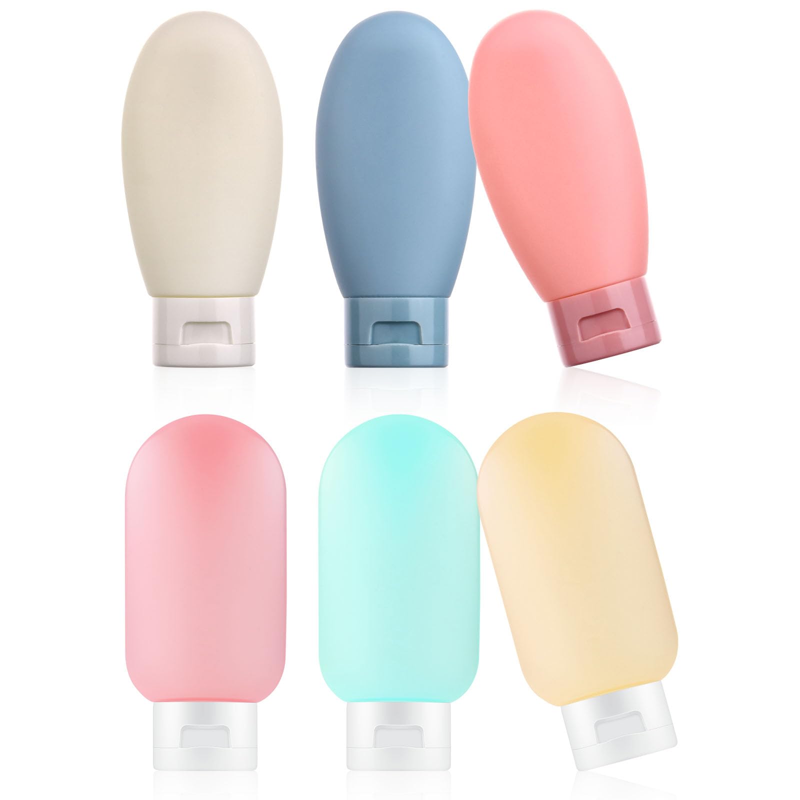 flintronic Travel Bottles Set for Toiletries, Leak-Proof Silicone Travel Containers, 60ml Small Mini Empty Squeeze Bottles Travel Accessories for Toiletries, Shampoos, Conditioner and Lotion