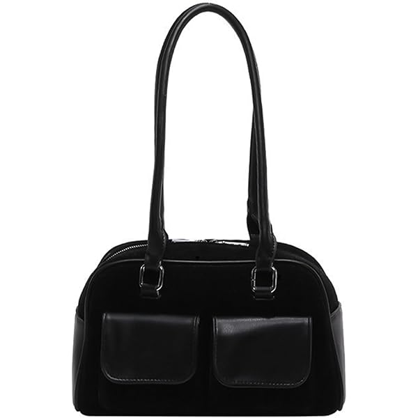 バッグ Y2K Vintage Black Lether Boston Bag Amazon.com: OEIPSMK Japanese Aesthetic Shoulder Bag Trendy