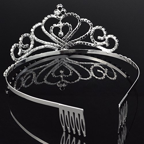 SUMERSHA 2 Pack Wedding Tiara Rhinestones Crystal Bridal Crown with Comb Heart-Shape Princess Crown Headband For Party