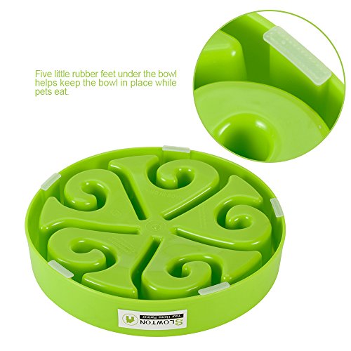 SlowTon Pet Slow Feeder Bowl, Non Toxic Bloat Stop Interactive Dog Feed Water Bowl Fun Puzzle Dish with Non Skid Base Prevent Choking indigestion vomiting with Bonus Clean Brush - Thumbnail 3